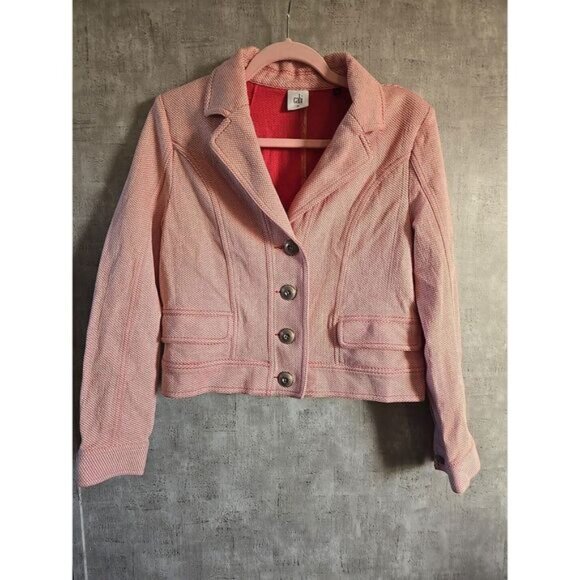 CABI #5301- WOMEN'S MEDIUM - AMELIA PINK LONG SLEEVE BUTTON UP BLAZER JACKET - Picture 1 of 7